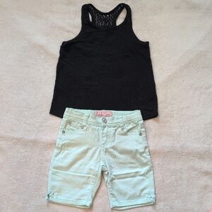 Girls 6X Aqua Lulu Luv Jeans & Black Tank Set